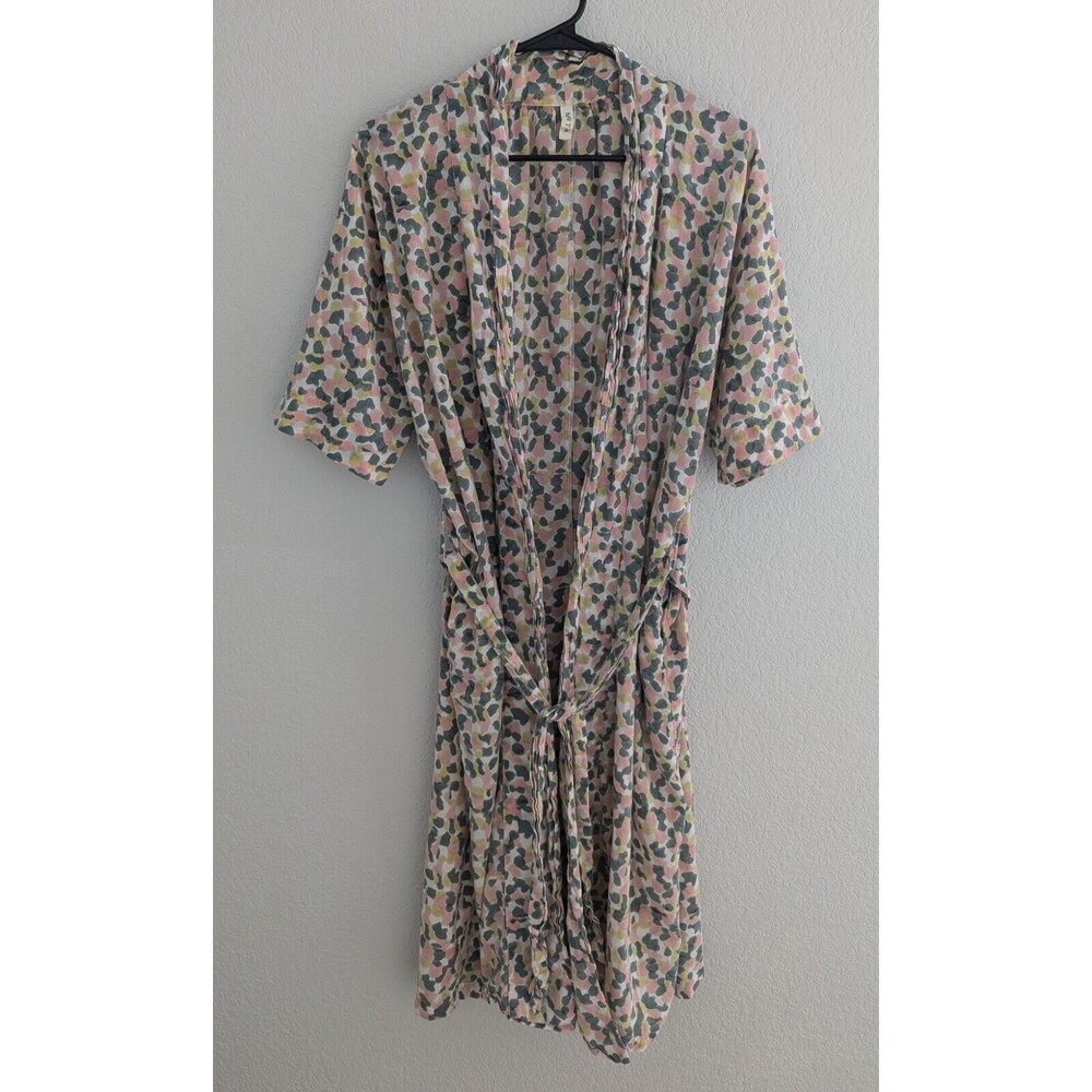 Light Pink Floral Print Kimono Robe with Belt